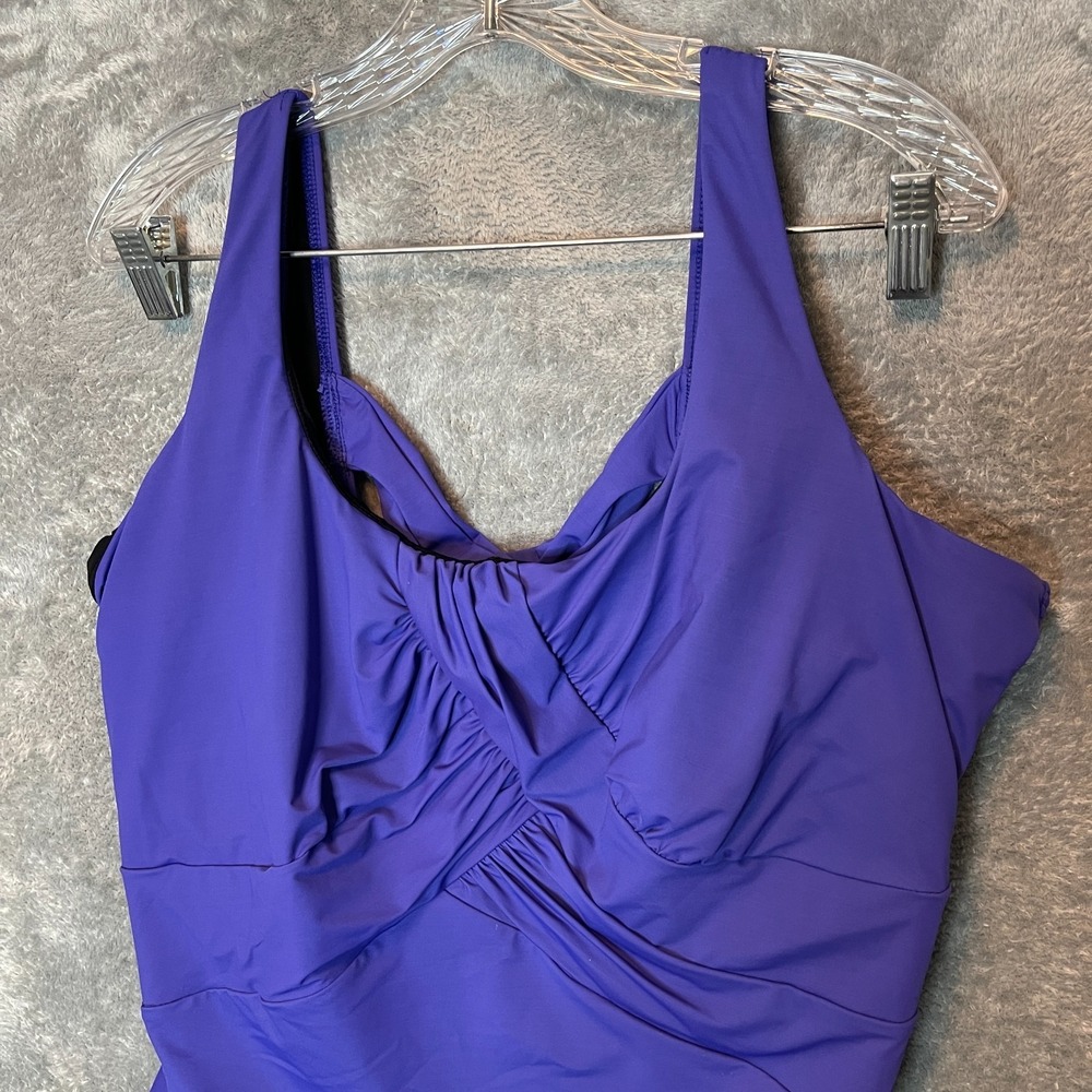 Lands End Women Purple One Piece Swimsuit 22W DDD Wired Ruched Shirred Slimming